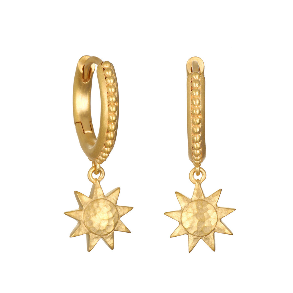 Enduring Light Gold Sun Huggie Earrings