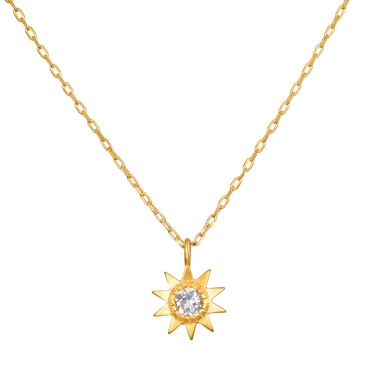 New Horizon White Topaz Sun Necklace