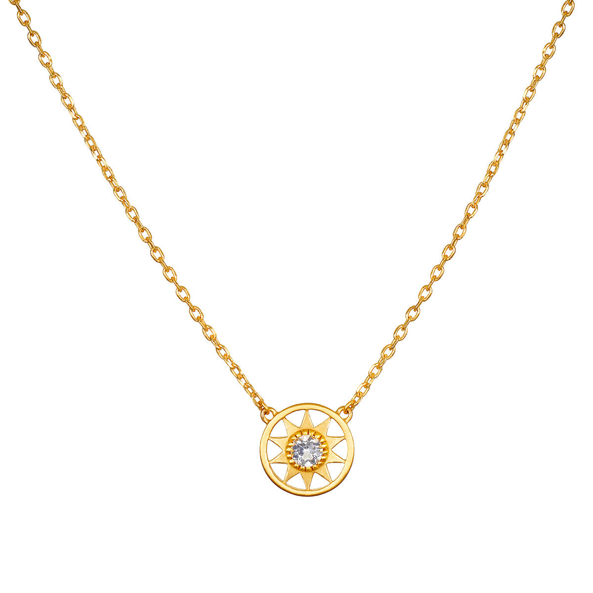 New Day White Topaz Sun Necklace